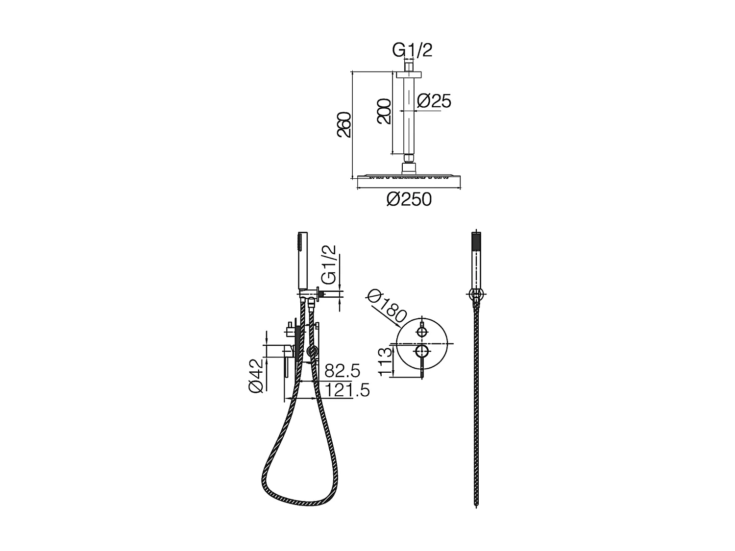 Colonne de Douche Encastrée Thermostatique  Anti-Calcaire Black Gun Métal IMEX MONZA GTM039/BGM