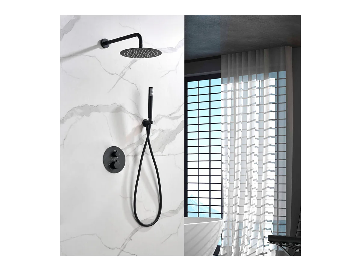 Colonne de Douche Encastrée Thermostatique  Anti-Calcaire Black Gun Métal IMEX MONZA GTM039/BGM