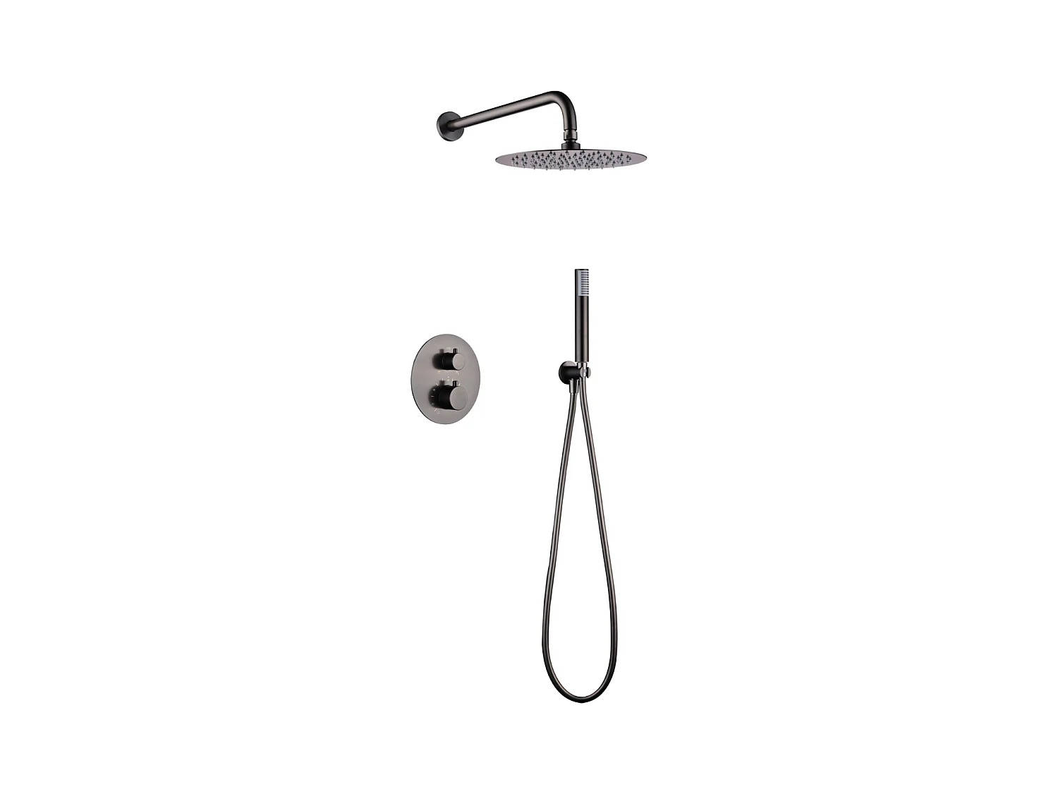 Colonne de Douche Encastrée Thermostatique  Anti-Calcaire Black Gun Métal IMEX MONZA GTM039/BGM