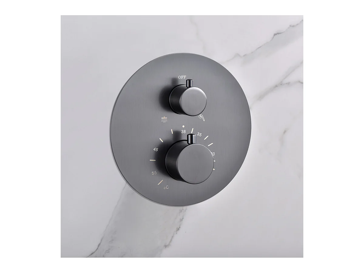 Colonne de Douche Encastrée Thermostatique  Anti-Calcaire Black Gun Métal IMEX MONZA GTM039/BGM