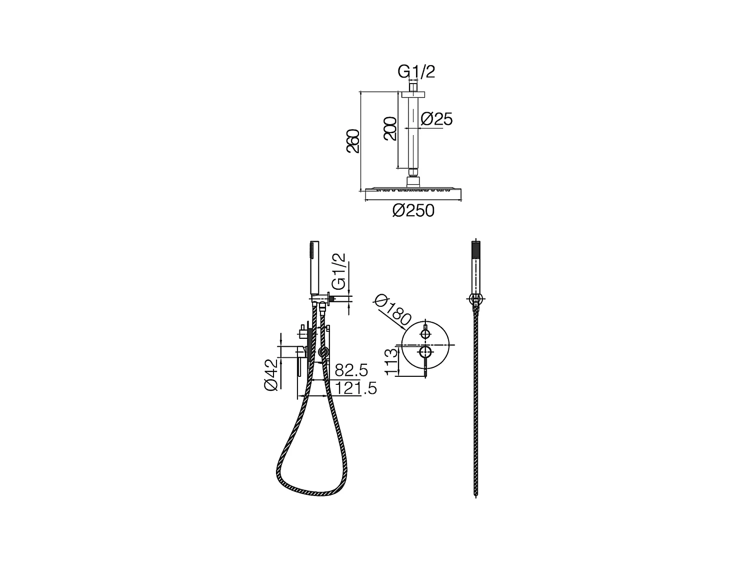 Colonne de Douche Encastrée Thermostatique  Anti-Calcaire Black Gun Métal IMEX MONZA GTM039/BGM