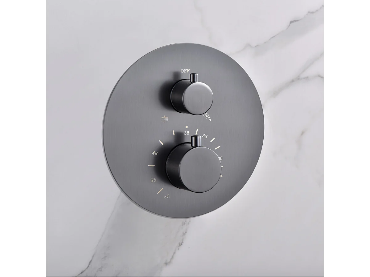 Colonne de Douche Encastrée Thermostatique  Anti-Calcaire Black Gun Métal IMEX MONZA GTM039/BGM