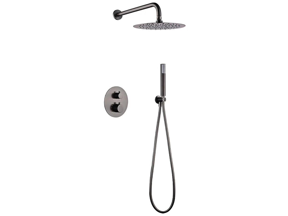Inbouw Thermostatische Regendouche Anti-Kalk Black Gun Metal - IMEX MONZA GTM039/BGM