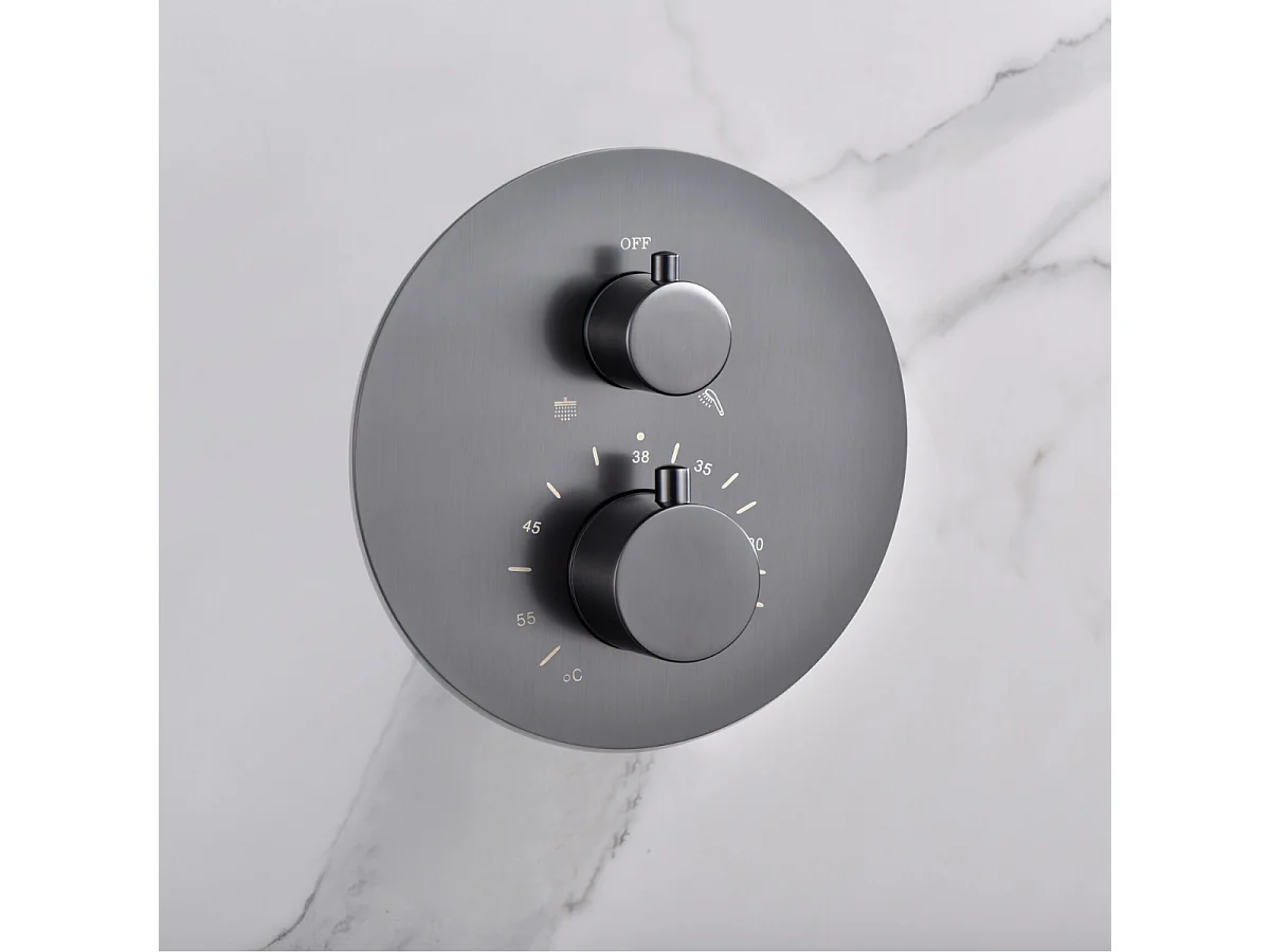 Inbouw Thermostatische Regendouche Anti-Kalk Black Gun Metal - IMEX MONZA GTM039/BGM