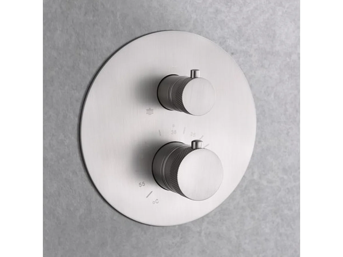 Colonne de Douche Encastrée avec Mitigeur Thermostatique niquel brossé anti-calcaire - Design Moderne - LINE IMEX