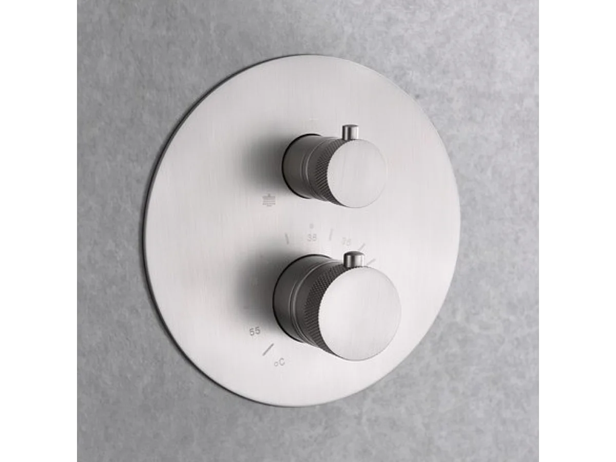 Colonne de Douche Encastrée avec Mitigeur Thermostatique niquel brossé anti-calcaire - Design Moderne - LINE IMEX