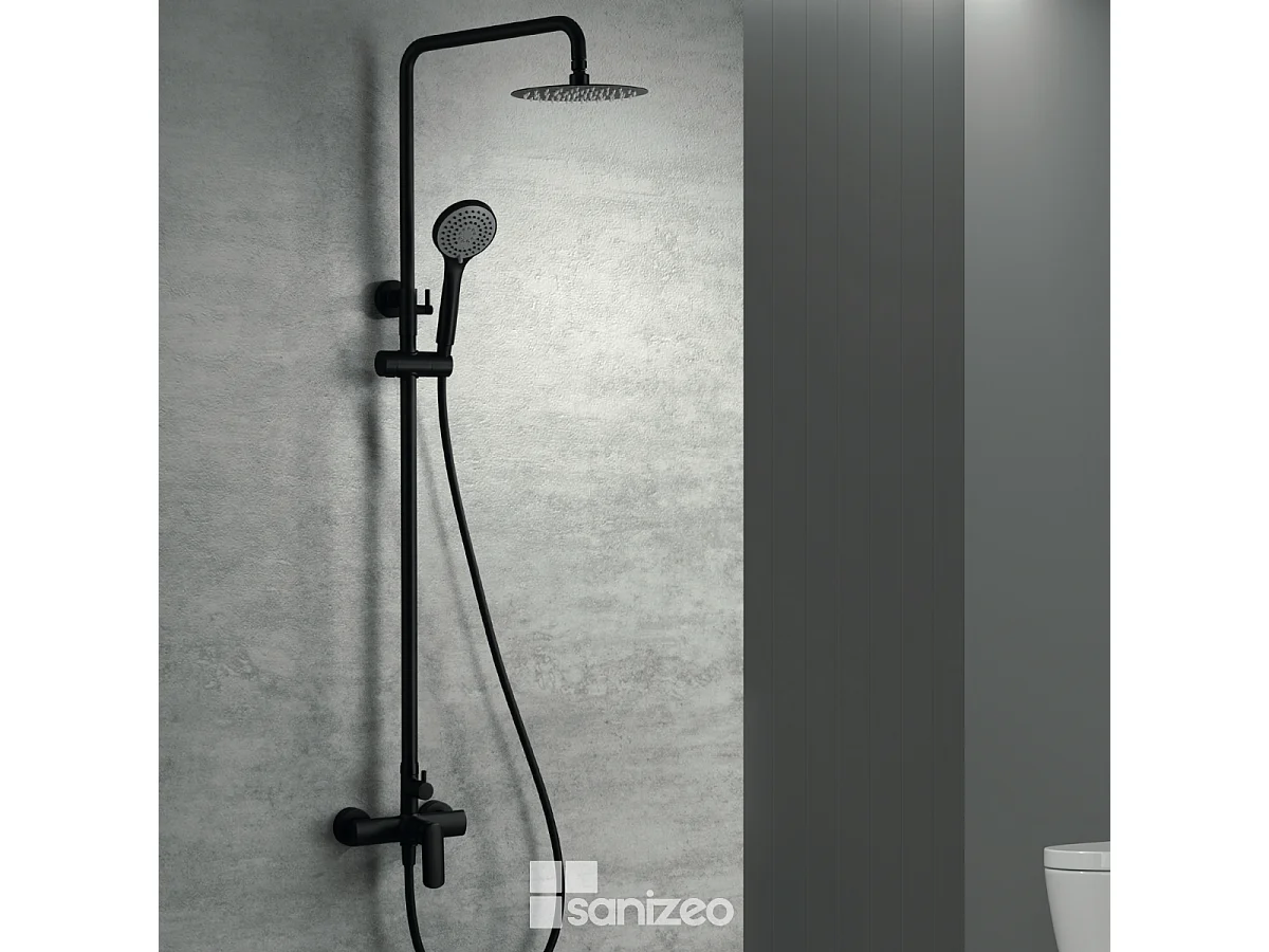 Colonne de Douche noir mat anti-calcaire - Design Moderne et Économie d'eau - Kit Complet URAL IMEX