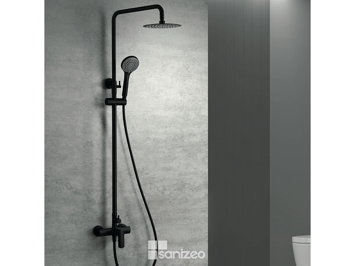 Colonne de Douche noir mat anti-calcaire - Design Moderne et Économie d'eau - Kit Complet URAL IMEX