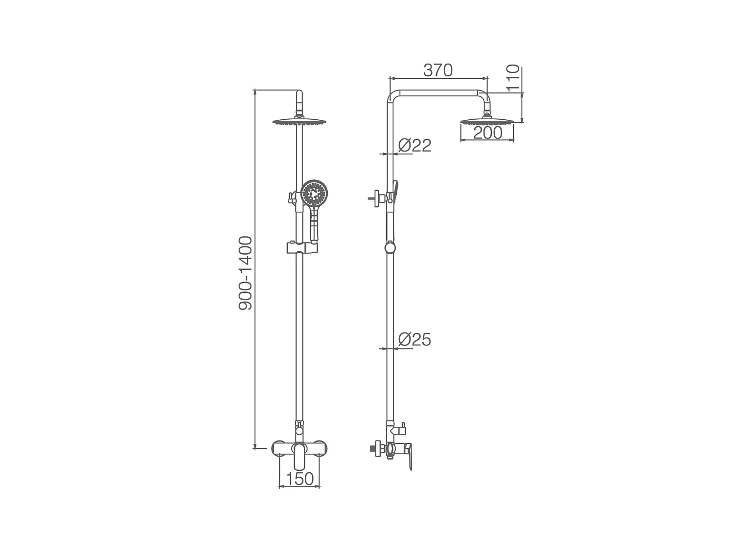 Colonne de Douche noir mat anti-calcaire - Design Moderne et Économie d'eau - Kit Complet URAL IMEX