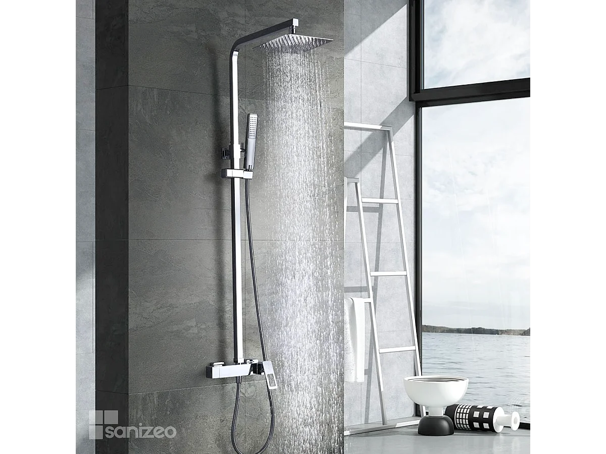 Colonne de Douche chromé anti-calcaire - Design Moderne et Économie d'eau - Kit Complet SUECIA IMEX