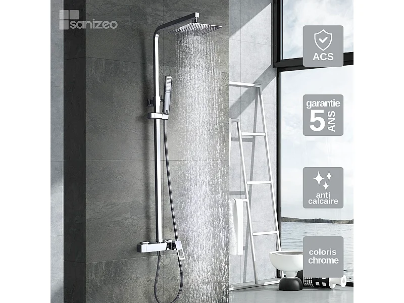 Colonne de Douche chromé anti-calcaire - Design Moderne et Économie d'eau - Kit Complet SUECIA IMEX