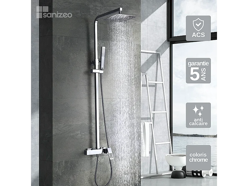 Colonne de Douche chromé anti-calcaire - Design Moderne et Économie d'eau - Kit Complet SUECIA IMEX