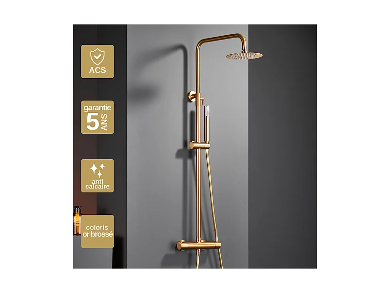 Colonne de Douche Anti-Calcaire Or Brossé IMEX MONZA BDM039/OC
