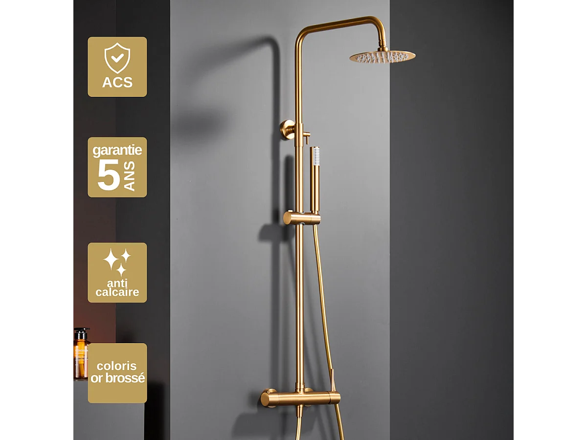 Colonne de Douche Anti-Calcaire Or Brossé IMEX MONZA BDM039/OC