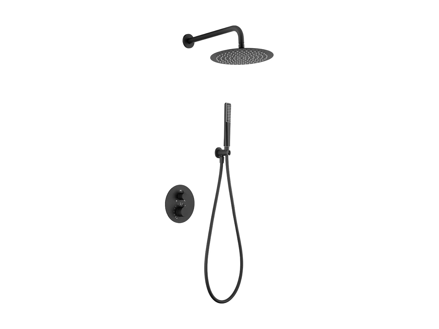 Colonne de Douche Encastrée avec Mitigeur Thermostatique noir mat anti-calcaire - Design Moderne - NAPOLES IMEX
