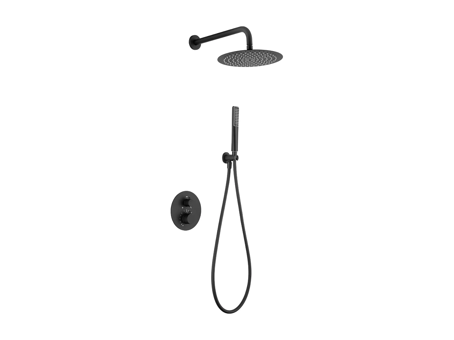 Colonne de Douche Encastrée avec Mitigeur Thermostatique noir mat anti-calcaire - Design Moderne - NAPOLES IMEX