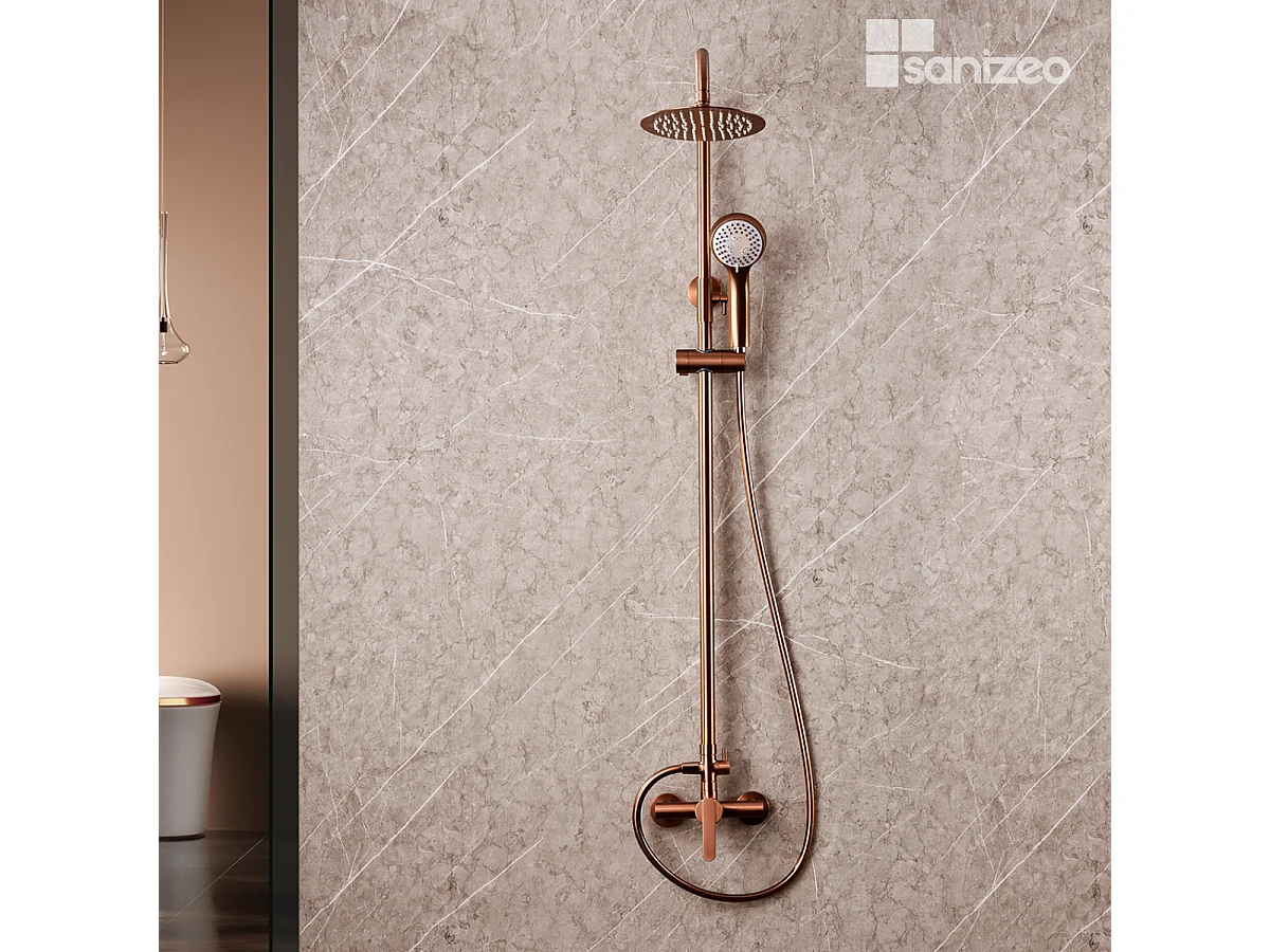 Colonne de Douche or rose cuivré anti-calcaire - Design Moderne et Économie d'eau - Kit Complet ROMA IMEX