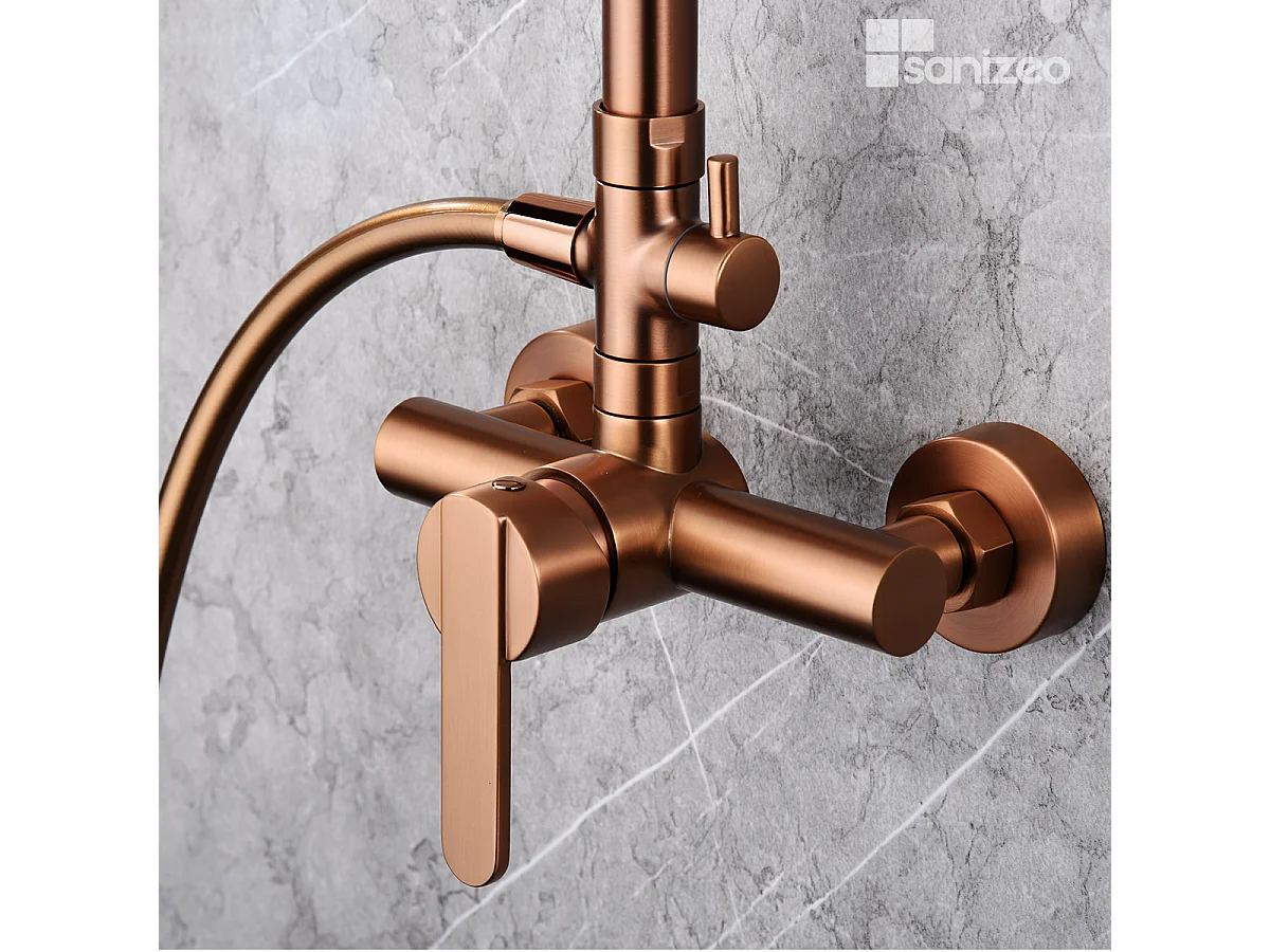 Colonne de Douche or rose cuivré anti-calcaire - Design Moderne et Économie d'eau - Kit Complet ROMA IMEX