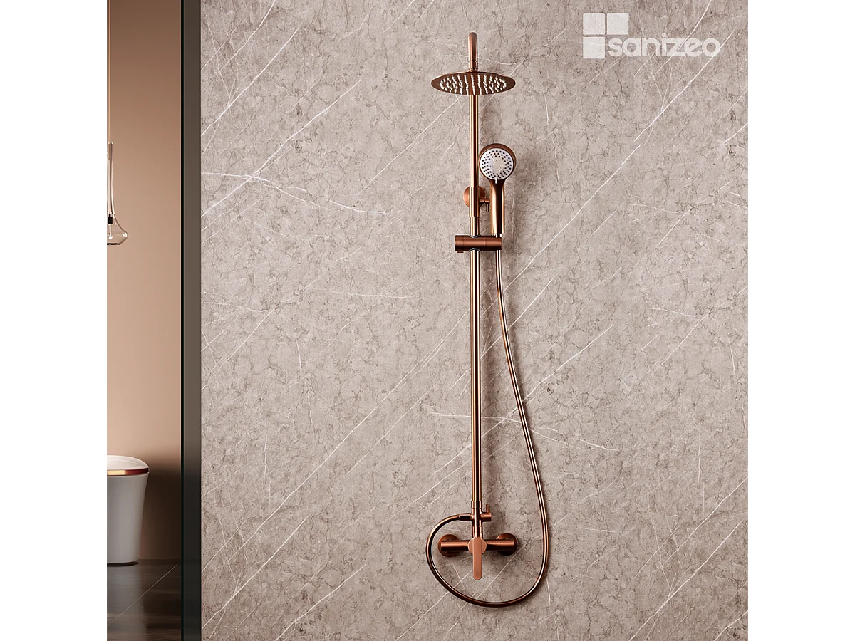 Colonne de Douche or rose cuivré anti-calcaire - Design Moderne et Économie d'eau - Kit Complet ROMA IMEX