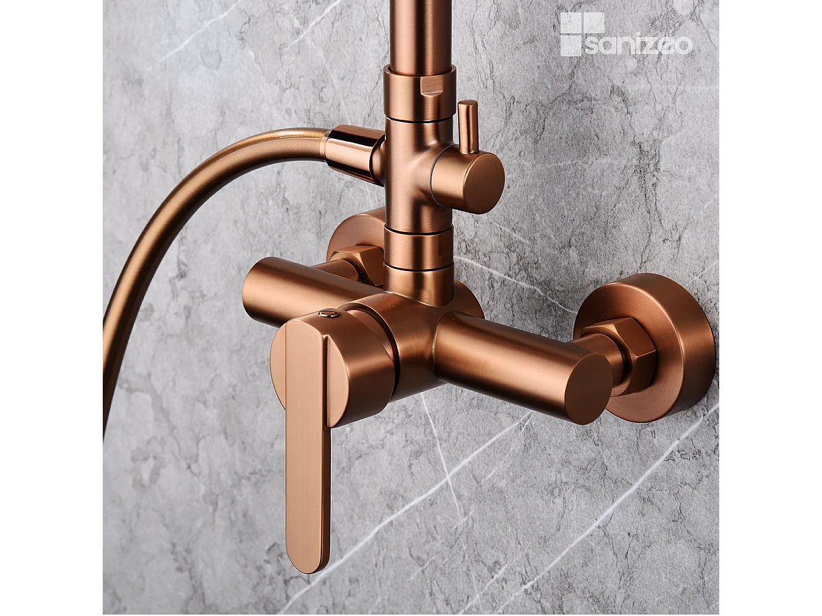 Colonne de Douche or rose cuivré anti-calcaire - Design Moderne et Économie d'eau - Kit Complet ROMA IMEX