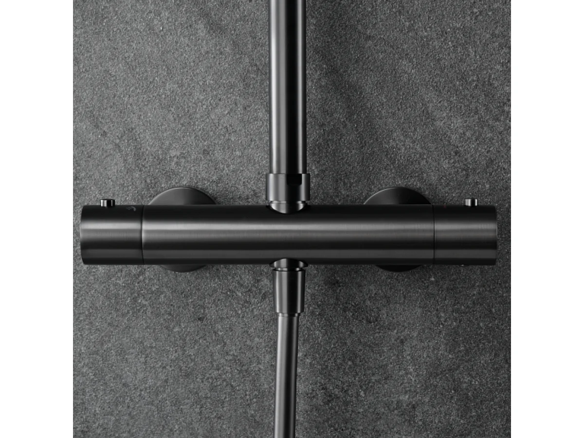 Colonne de Douche avec Mitigeur Thermostatique noir métal anti-calcaire - Design Moderne - NAPOLES IMEX