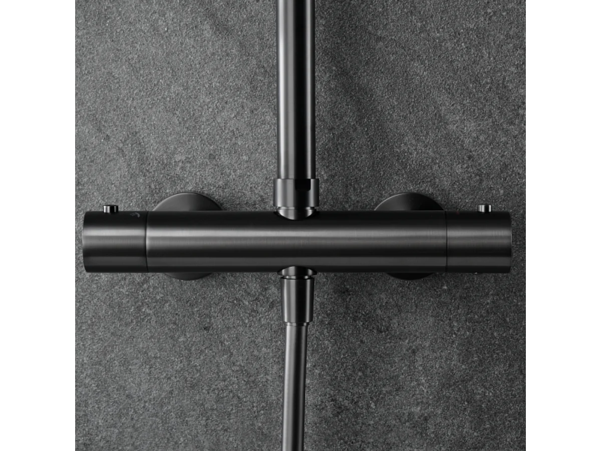 Colonne de Douche avec Mitigeur Thermostatique noir métal anti-calcaire - Design Moderne - NAPOLES IMEX