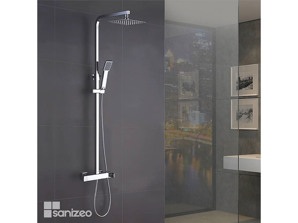 Colonne de Douche chromé anti-calcaire - Design Moderne et Économie d'eau - Kit Complet FIYI IMEX