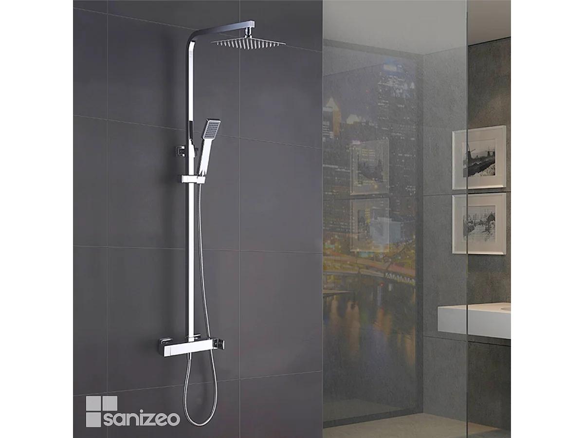 Colonne de Douche chromé anti-calcaire - Design Moderne et Économie d'eau - Kit Complet FIYI IMEX