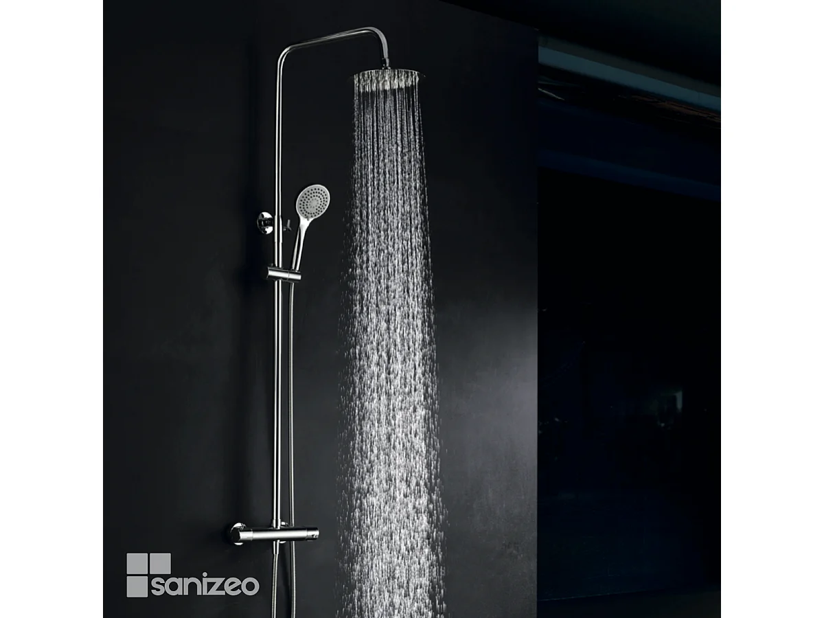 Colonne de Douche avec Mitigeur Thermostatique chromé anti-calcaire - Design Moderne - CRETA IMEX