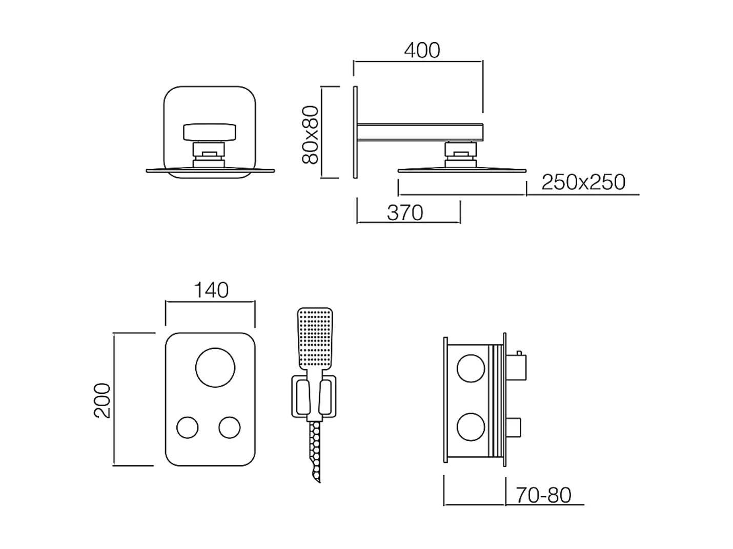 Colonne de Douche avec Mitigeur Thermostatique chromé anti-calcaire - Design Moderne - CRETA IMEX