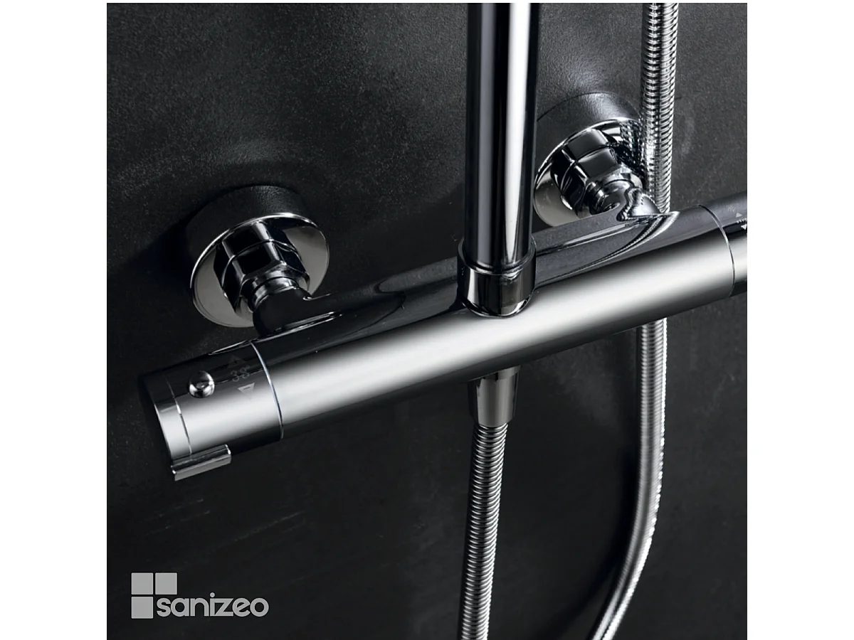 Colonne de Douche avec Mitigeur Thermostatique chromé anti-calcaire - Design Moderne - CRETA IMEX