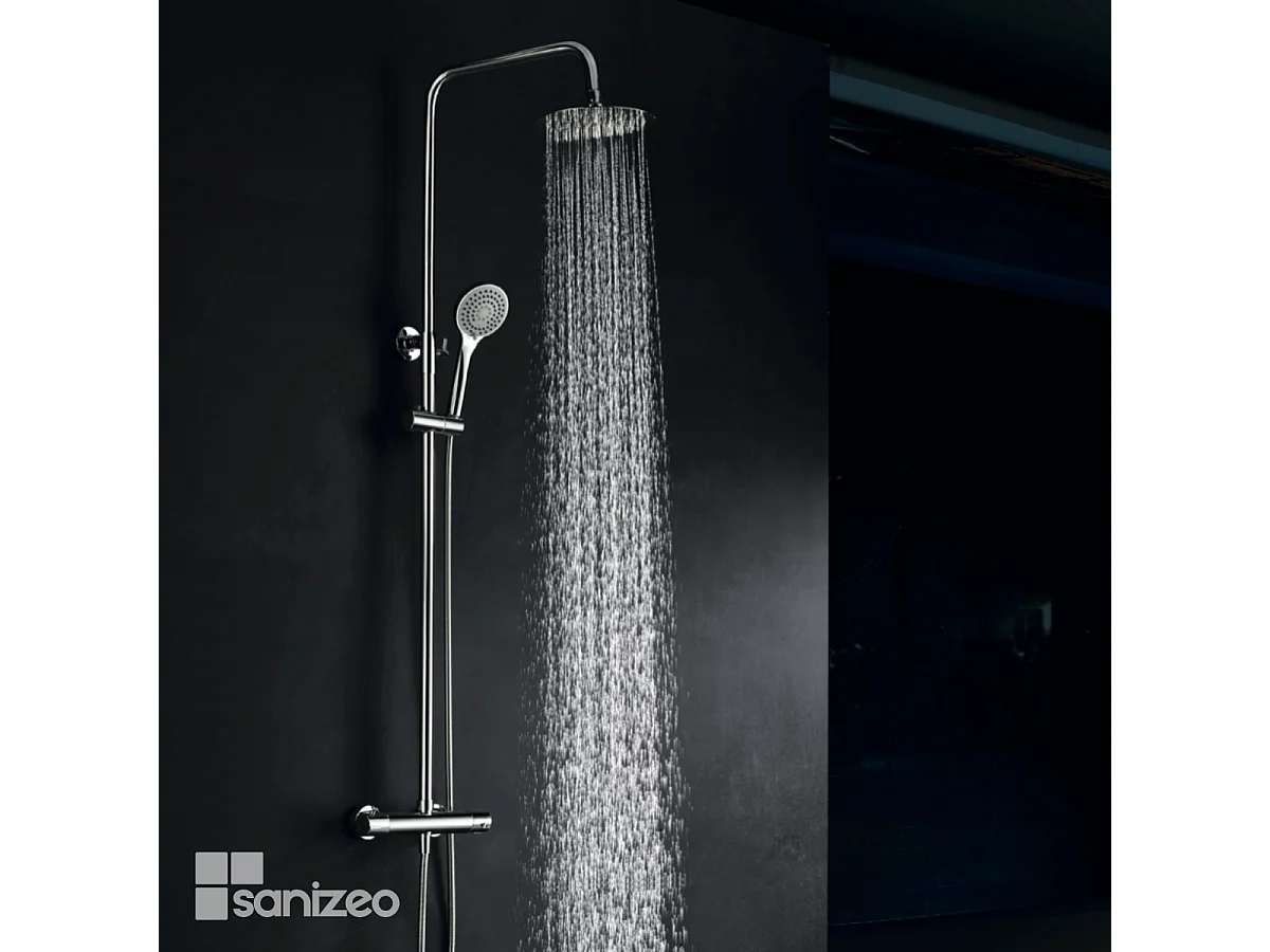 Colonne de Douche avec Mitigeur Thermostatique chromé anti-calcaire - Design Moderne - CRETA IMEX