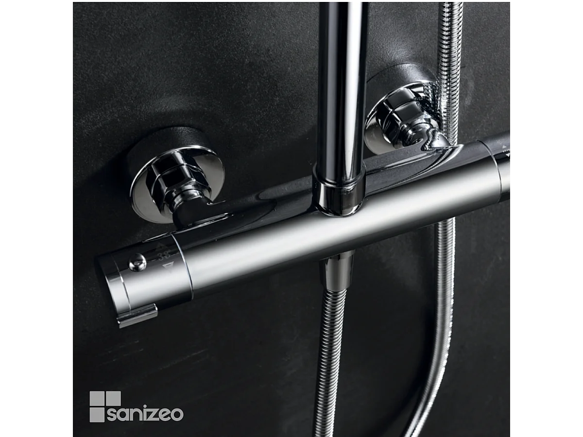 Colonne de Douche avec Mitigeur Thermostatique chromé anti-calcaire - Design Moderne - CRETA IMEX