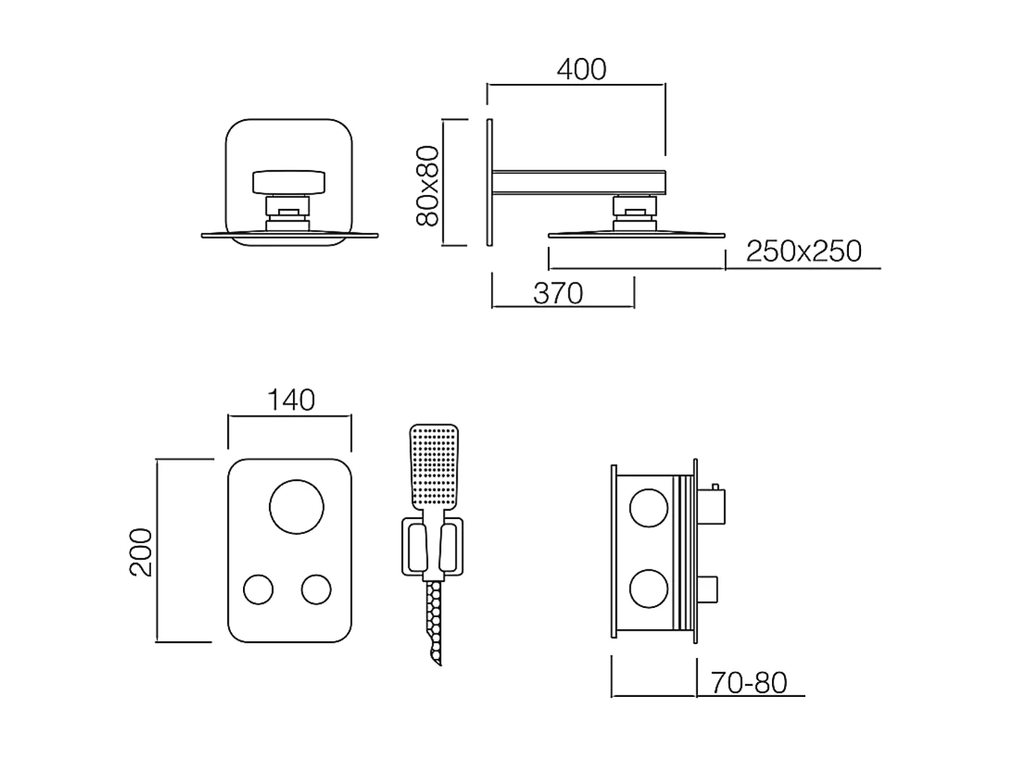 Colonne de Douche avec Mitigeur Thermostatique chromé anti-calcaire - Design Moderne - CRETA IMEX