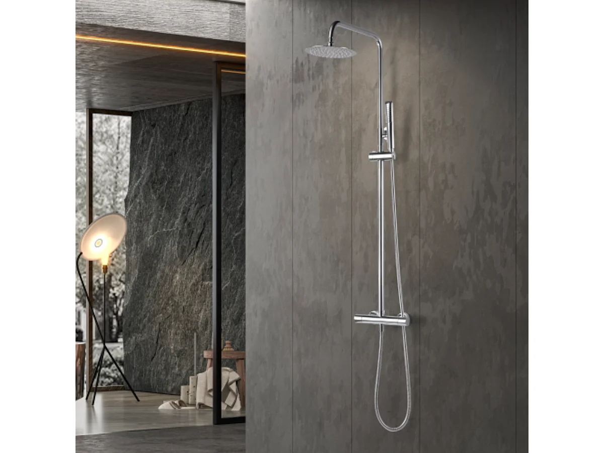 Colonne de Douche avec Mitigeur Thermostatique chromé anti-calcaire - Design Moderne - NAPOLES IMEX