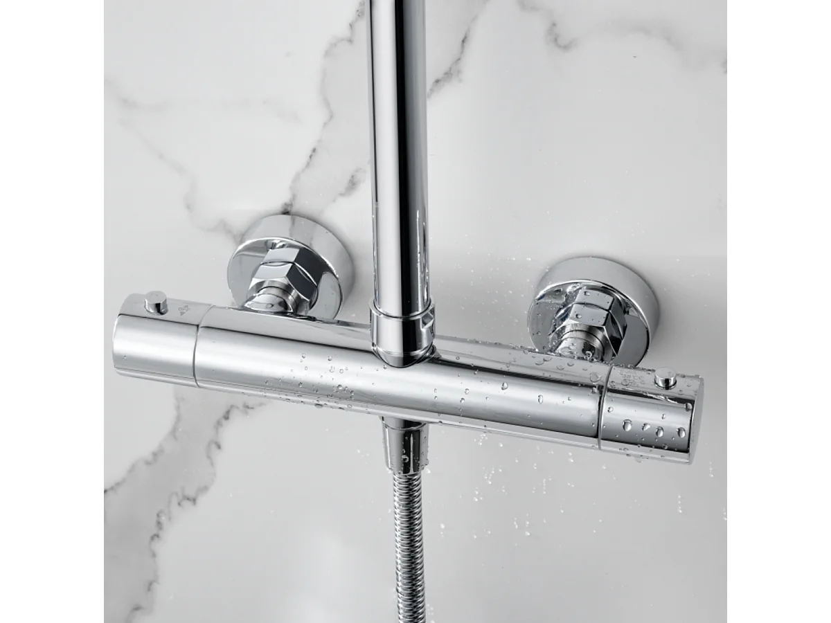 Colonne de Douche avec Mitigeur Thermostatique chromé anti-calcaire - Design Moderne - NAPOLES IMEX