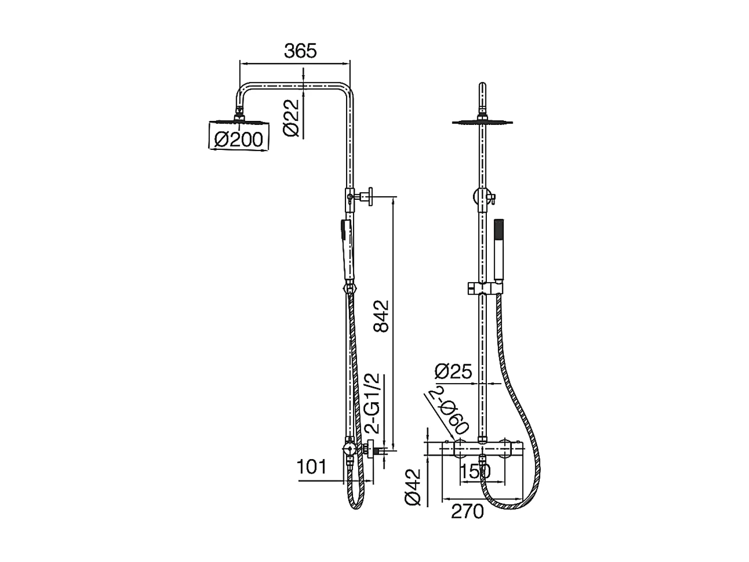 Colonne de Douche avec Mitigeur Thermostatique chromé anti-calcaire - Design Moderne - NAPOLES IMEX