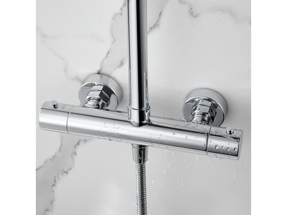 Colonne de Douche avec Mitigeur Thermostatique chromé anti-calcaire - Design Moderne - NAPOLES IMEX