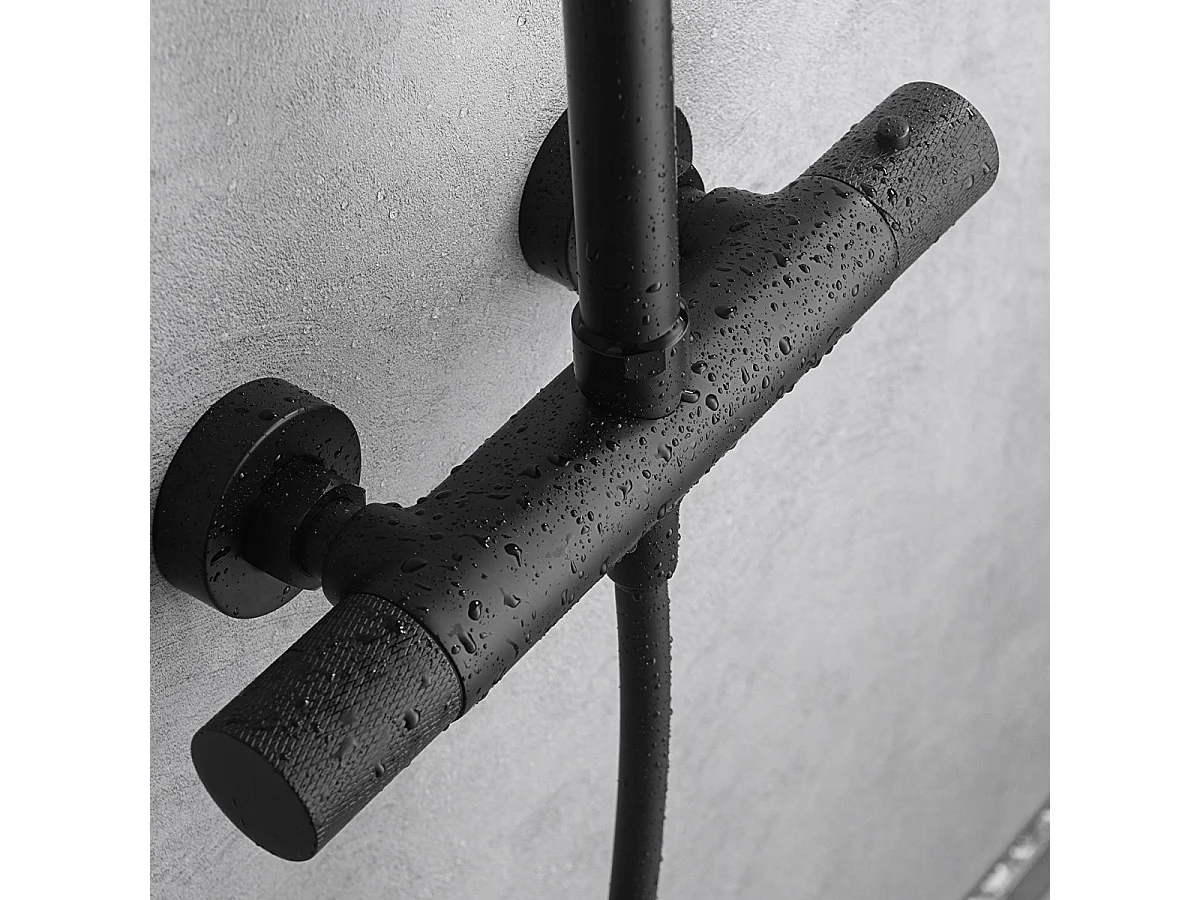 Colonne de Douche avec Mitigeur Thermostatique noir mat anti-calcaire - Design Moderne - MONZA IMEX