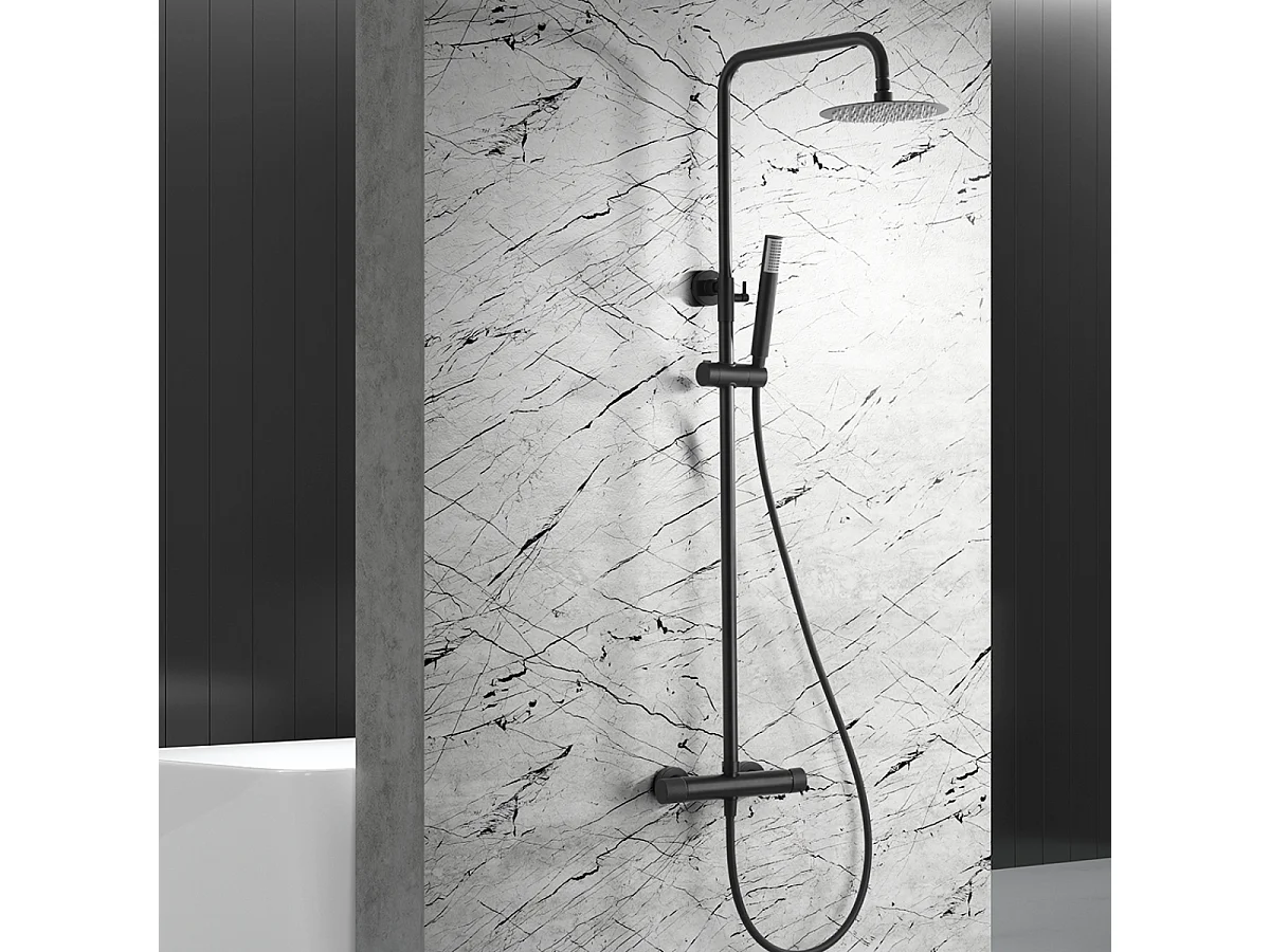 Colonne de Douche avec Mitigeur Thermostatique noir mat anti-calcaire - Design Moderne - MONZA IMEX