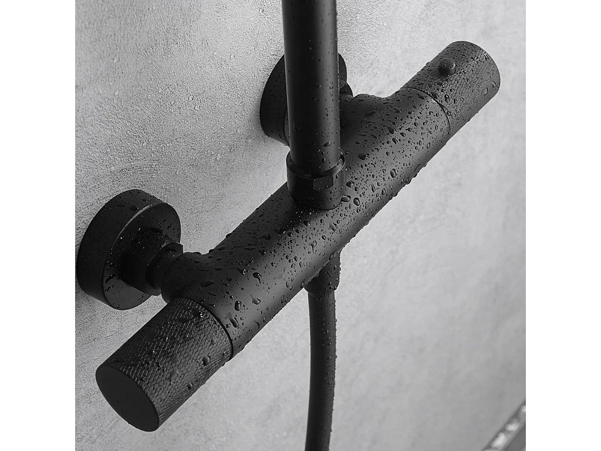 Colonne de Douche avec Mitigeur Thermostatique noir mat anti-calcaire - Design Moderne - MONZA IMEX