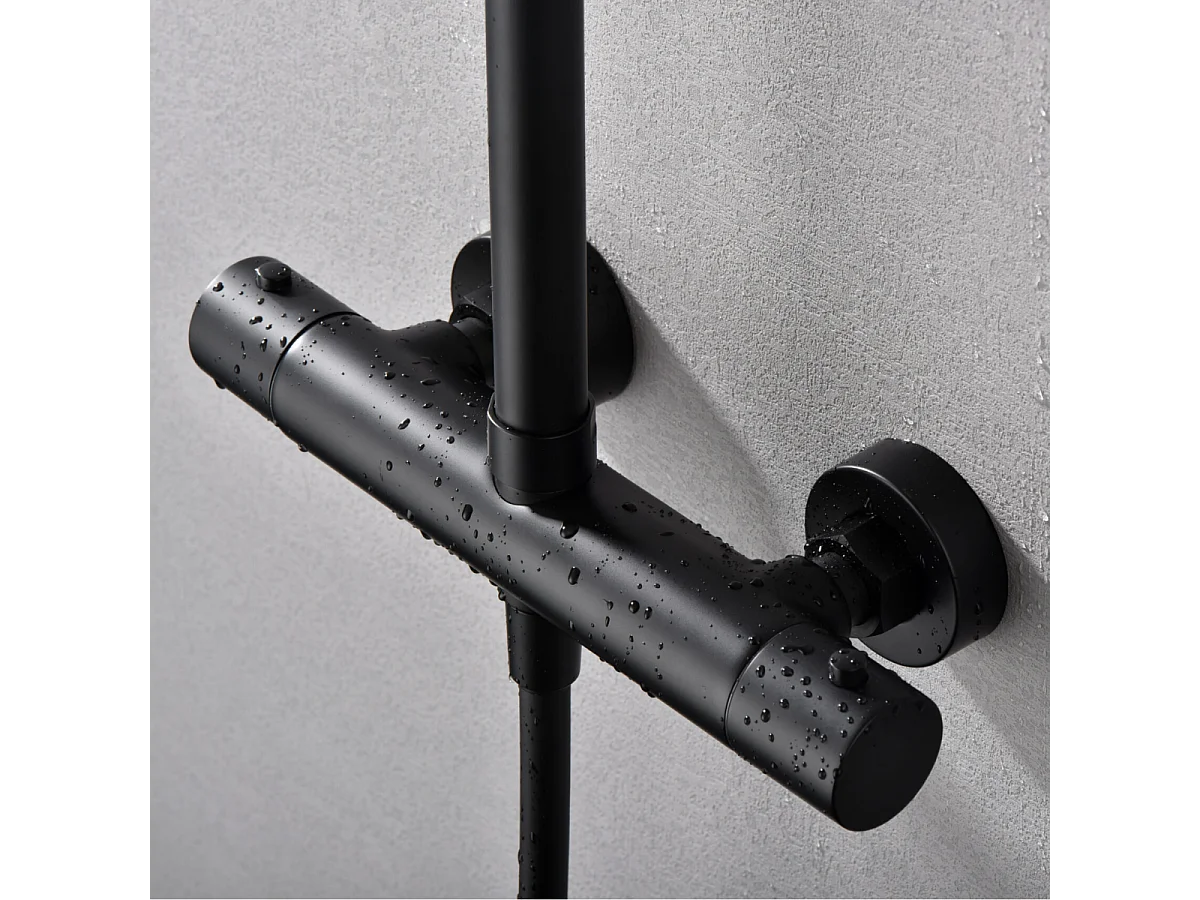 Colonne de Douche Thermostatique Anti-Calcaire Noir Mat IMEX MONZA BTM039/NG