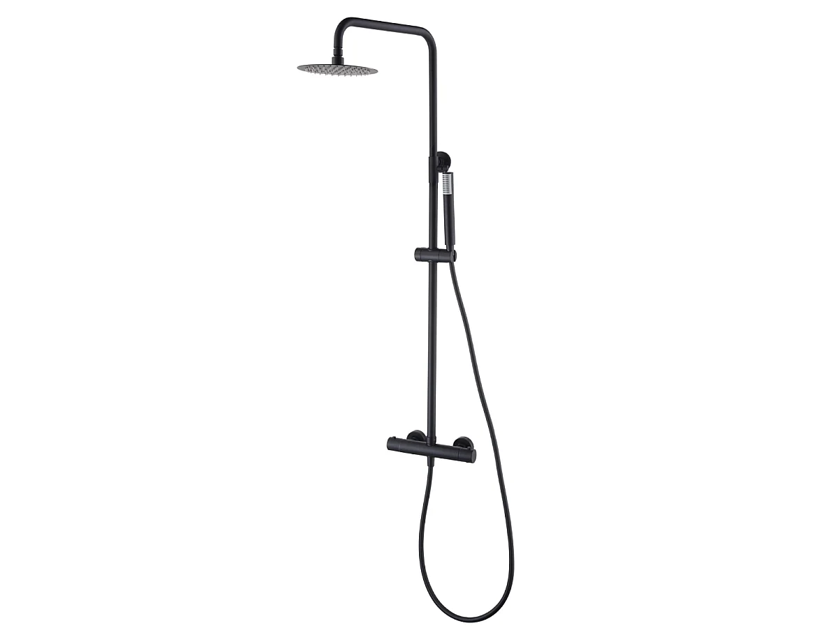 Colonne de Douche Thermostatique Anti-Calcaire Noir Mat - IMEX MONZA