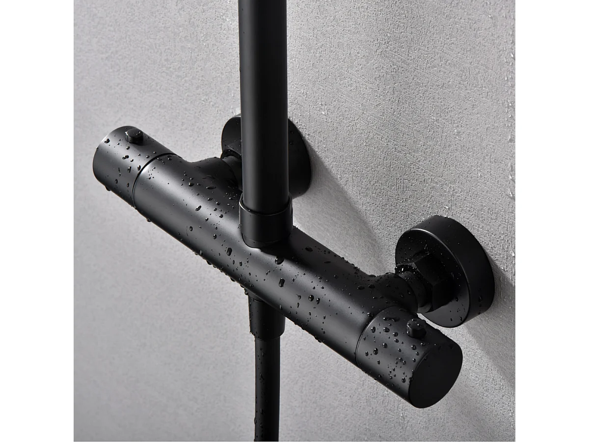 Colonne de Douche Thermostatique Anti-Calcaire Noir Mat - IMEX MONZA