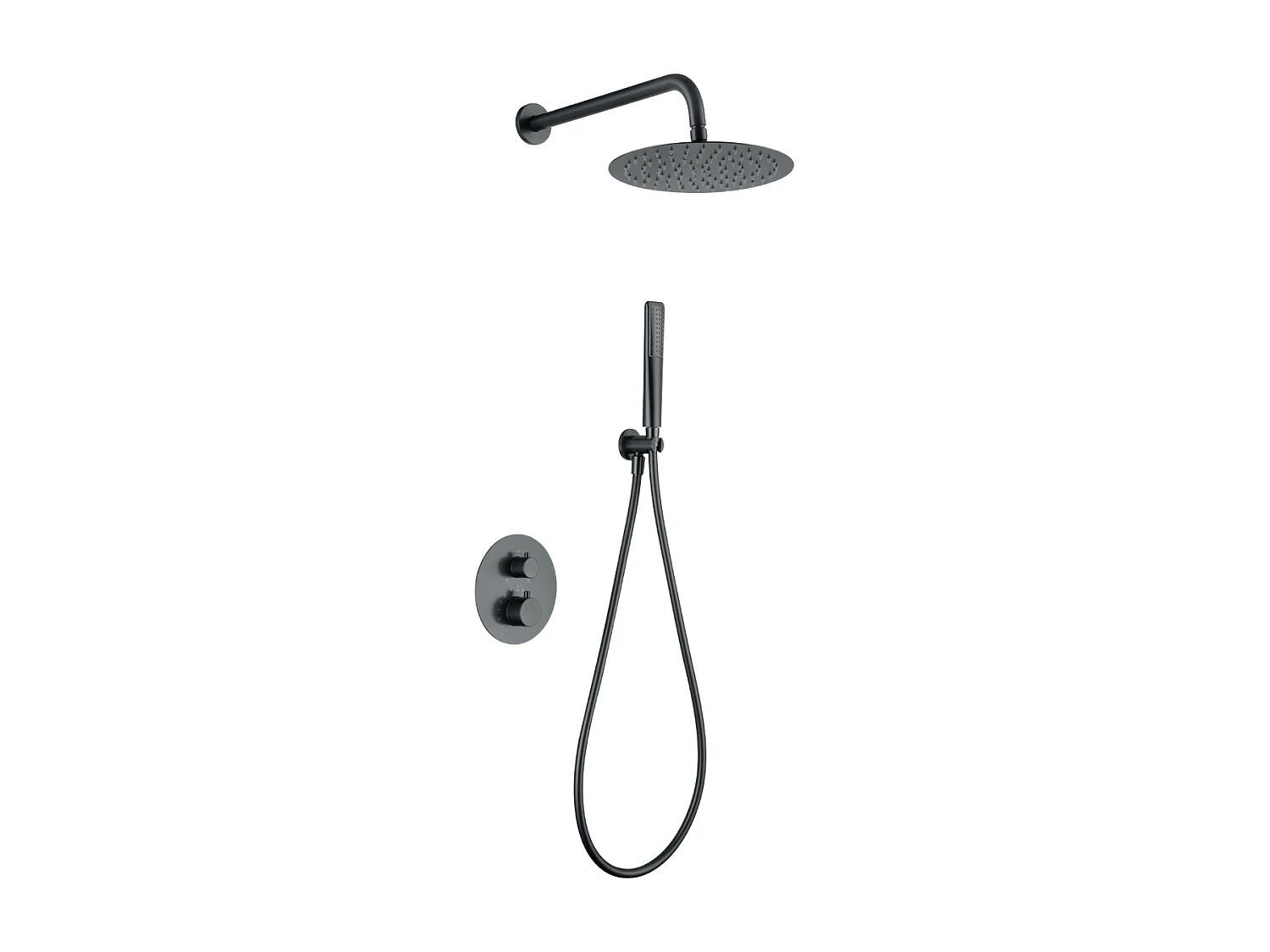 Colonne de Douche Encastrée avec Mitigeur Thermostatique noir métal anti-calcaire - Design Moderne - NAPOLES IMEX