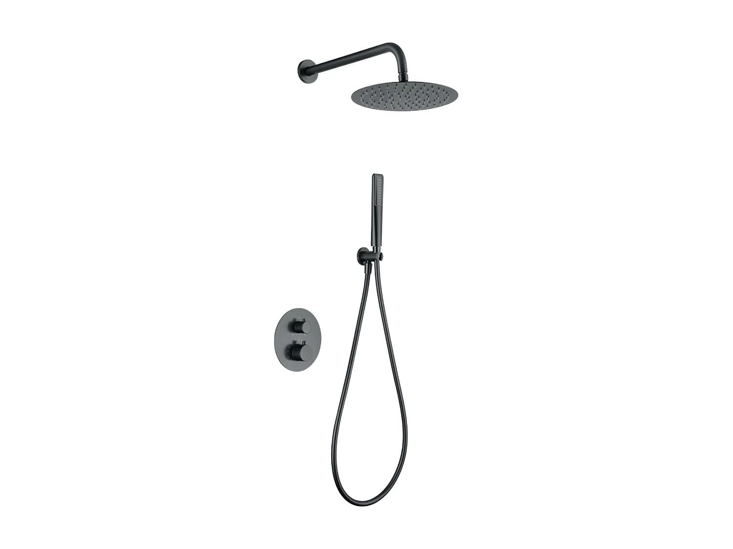 Colonne de Douche Encastrée avec Mitigeur Thermostatique noir métal anti-calcaire - Design Moderne - NAPOLES IMEX