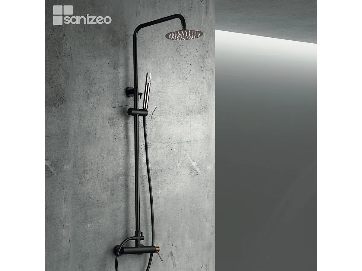 Colonne de Douche Anti-Calcaire Noir Mat et Or Rose Cuivré MILOS STICK BDYS045/NOR