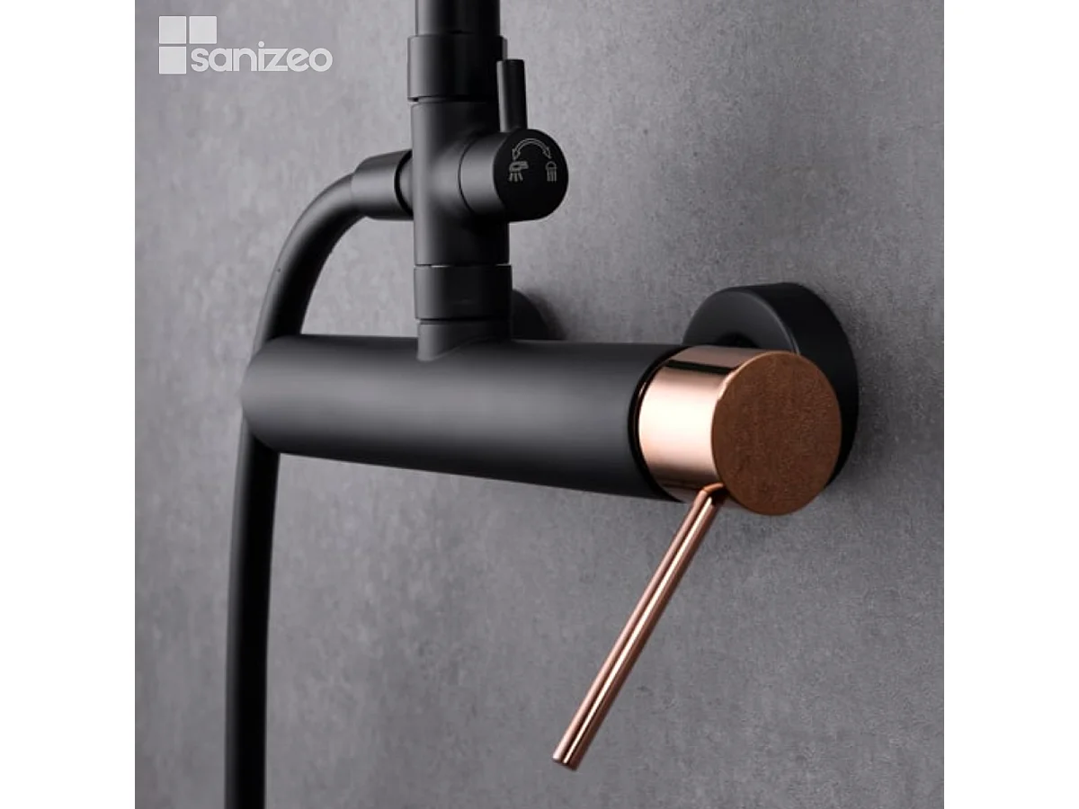 Colonne de Douche Anti-Calcaire Noir Mat et Or Rose Cuivré MILOS STICK BDYS045/NOR