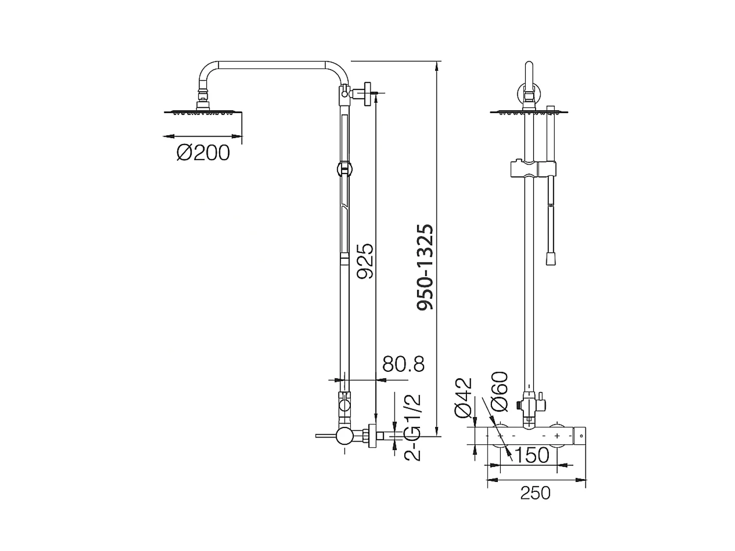 Colonne de Douche Anti-Calcaire Noir Mat et Or Rose Cuivré MILOS STICK BDYS045/NOR