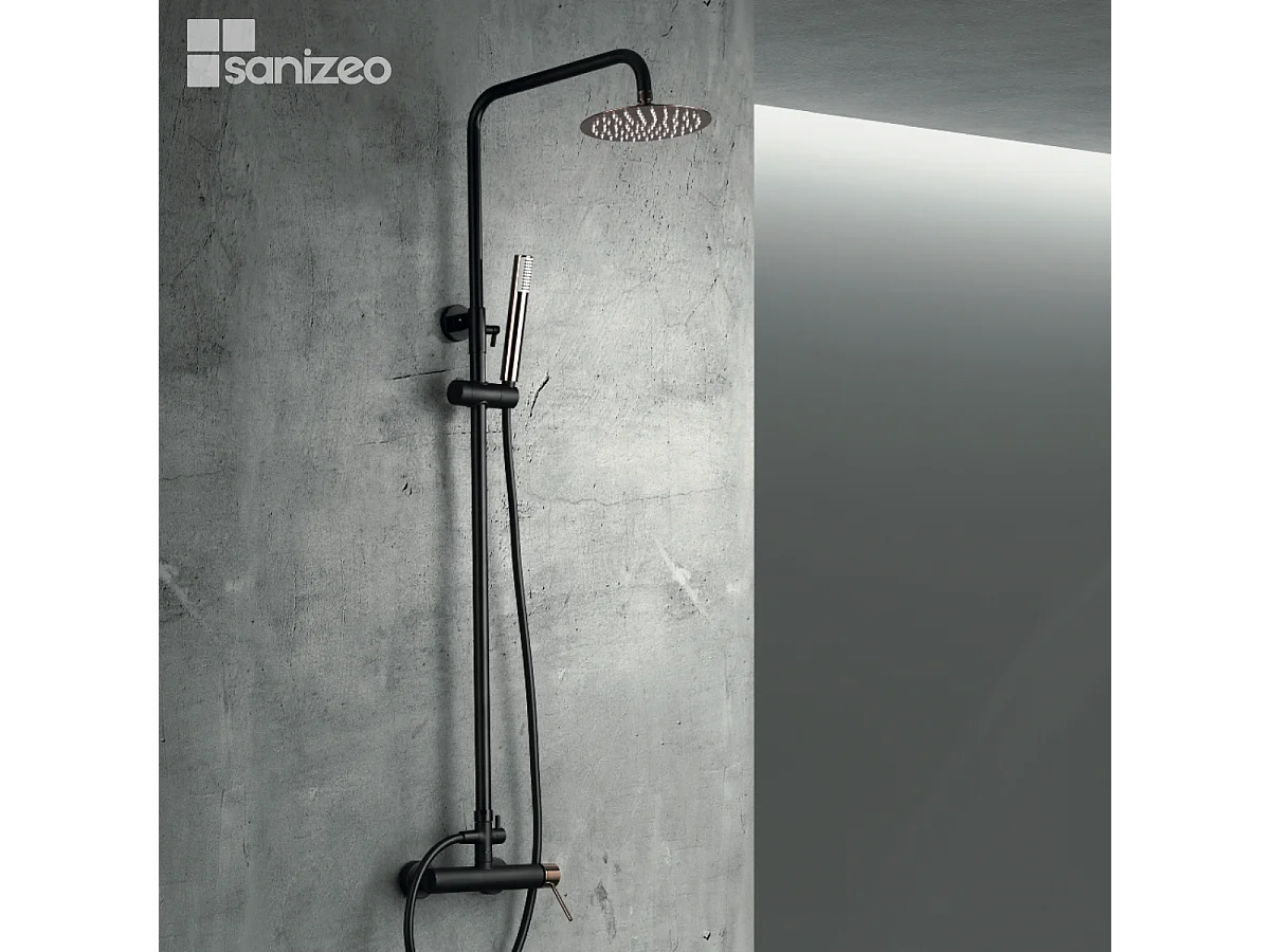 Colonne de Douche Anti-Calcaire Noir Mat et Or Rose Cuivré MILOS STICK BDYS045/NOR